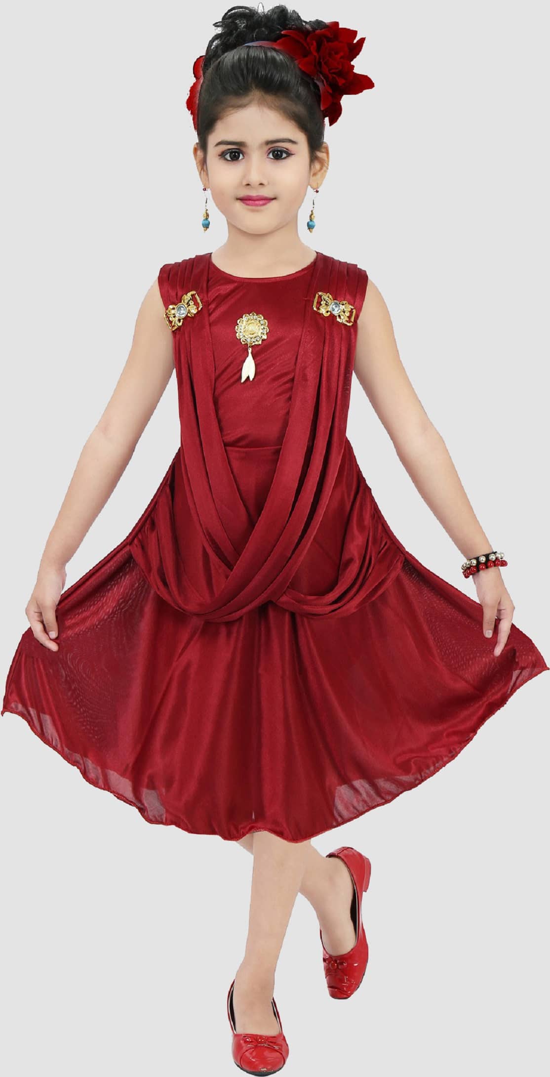 9stiches Satin Frock For Girls ( Pack of 1 , Pink )