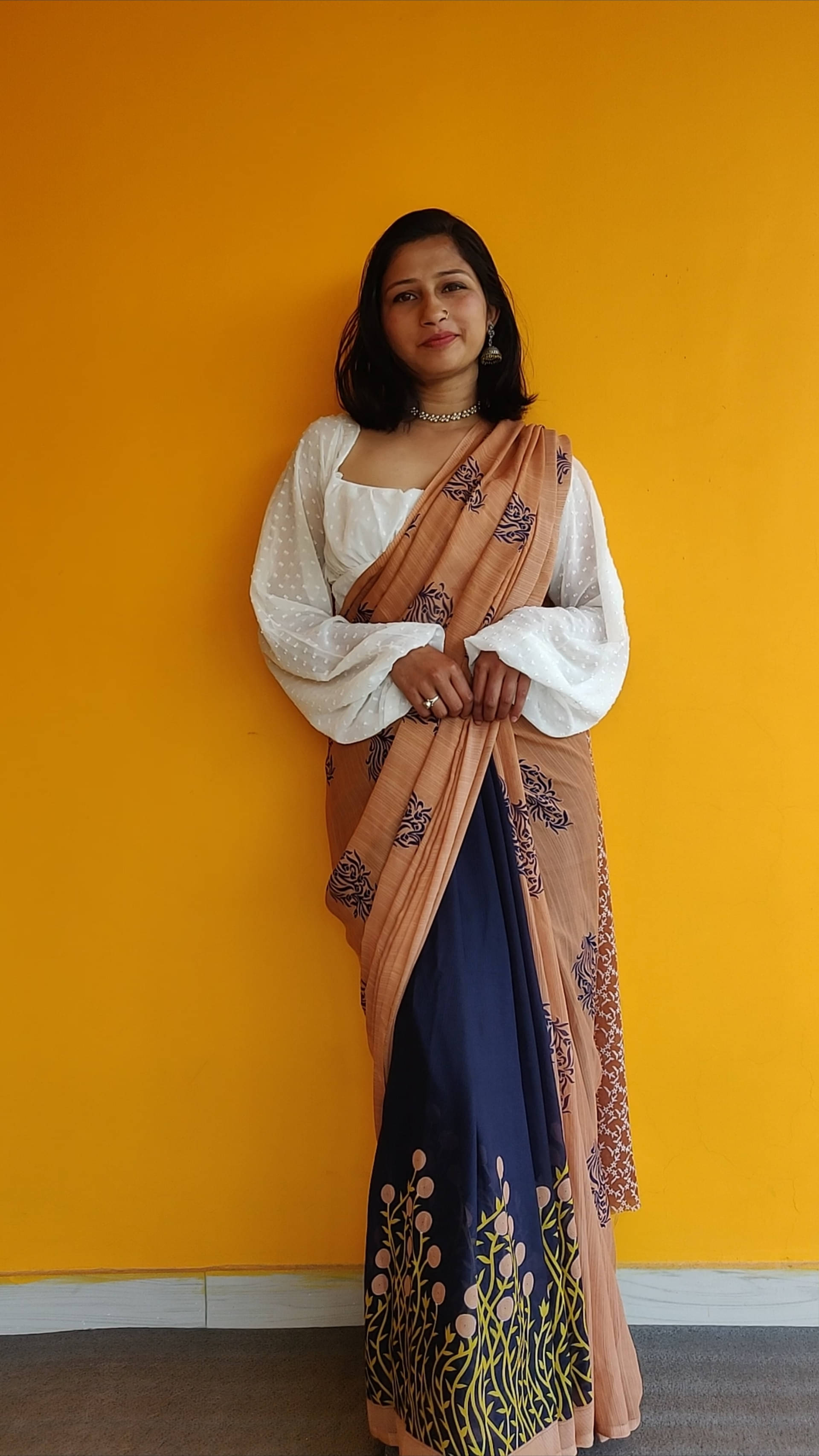 ANAND SAREES Georgette Printed Saree With Unstitched Blouse Piece ( Purple ) ANAND SAREES Georgette Printed Saree With Unstitched Blouse Piece ( Purple )