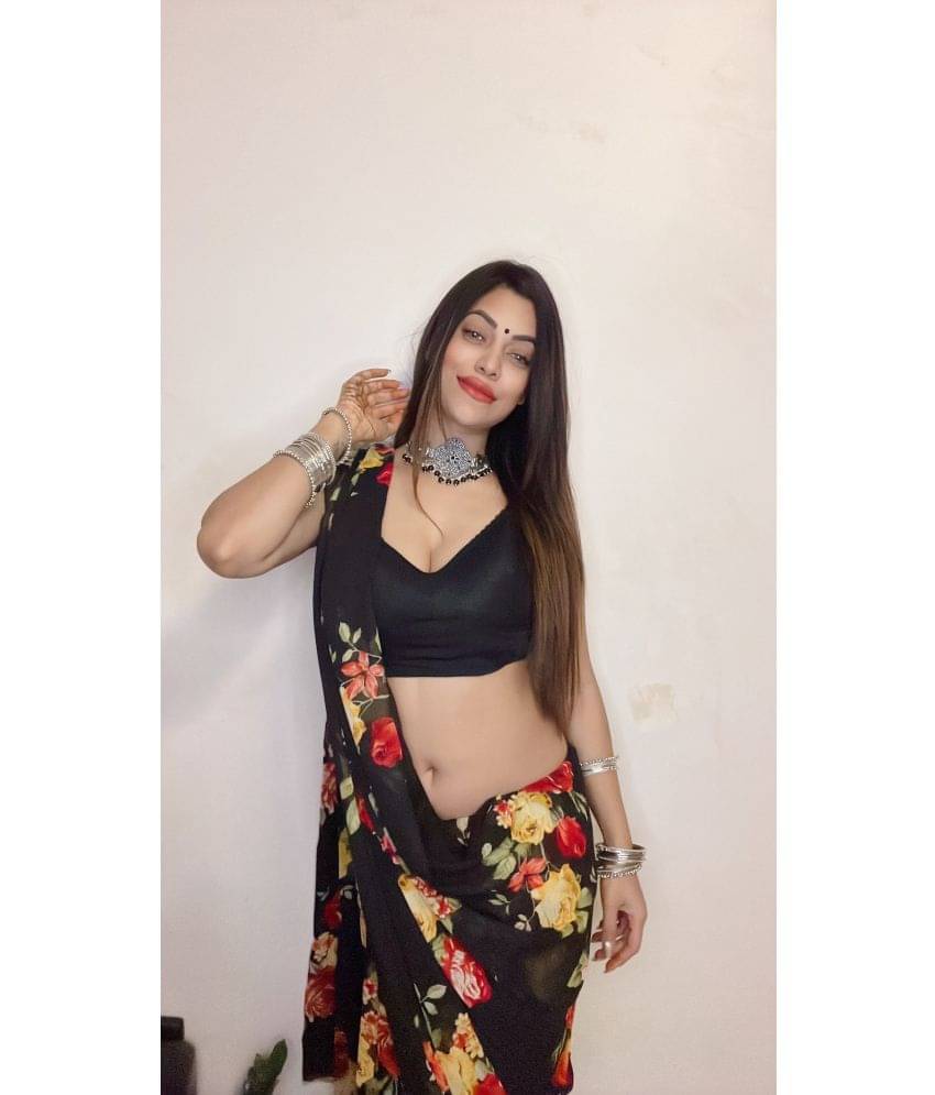 ANAND SAREES Georgette Printed Saree With Unstitched Blouse Piece ( Black ) ANAND SAREES Georgette Printed Saree With Unstitched Blouse Piece ( Black )