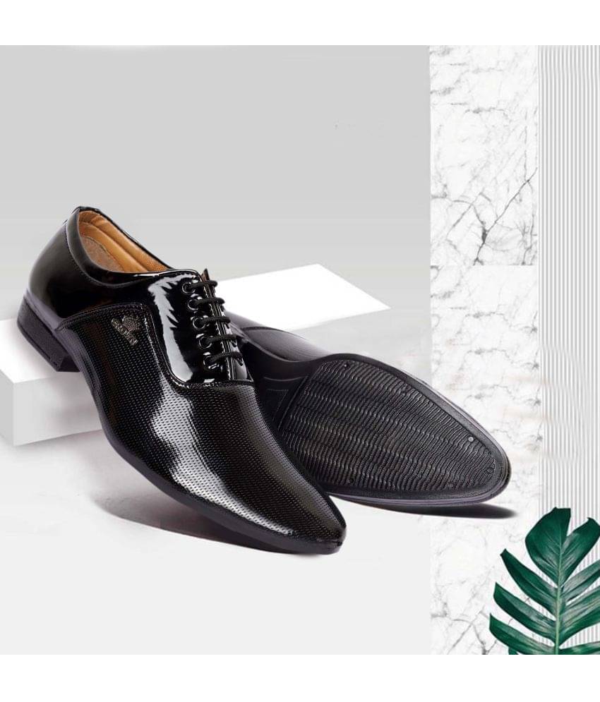     			Aadi Black Men's Derby Formal Shoes