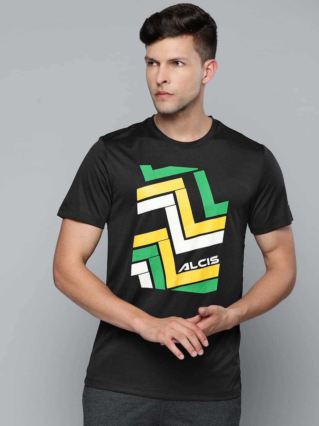     			Alcis Black Polyester Regular Fit Men's Sports T-Shirt ( Pack of 1 )