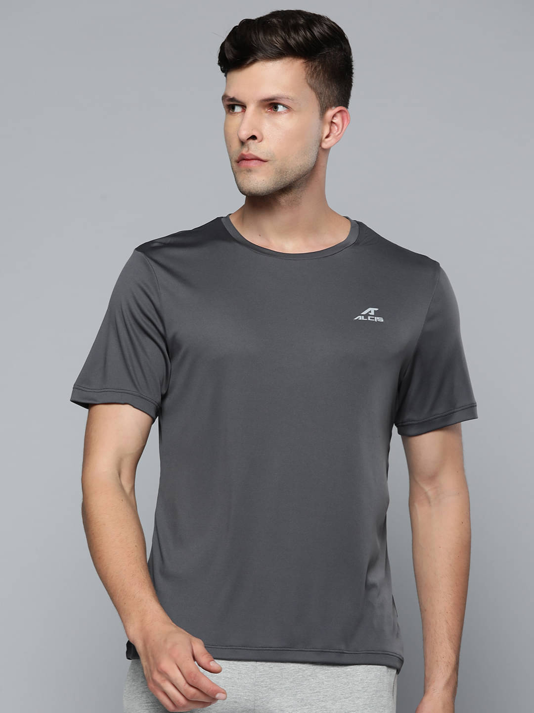 Alcis Charcoal Polyester Slim Fit Men's Sports T-Shirt ( Pack of 1 ) Alcis Charcoal Polyester Slim Fit Men's Sports T-Shirt ( Pack of 1 )