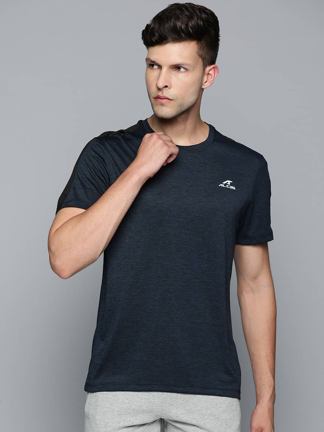 Alcis Navy Blue Polyester Slim Fit Men's Sports T-Shirt ( Pack of 1 )     			Alcis Navy Blue Polyester Slim Fit Men's Sports T-Shirt ( Pack of 1 )