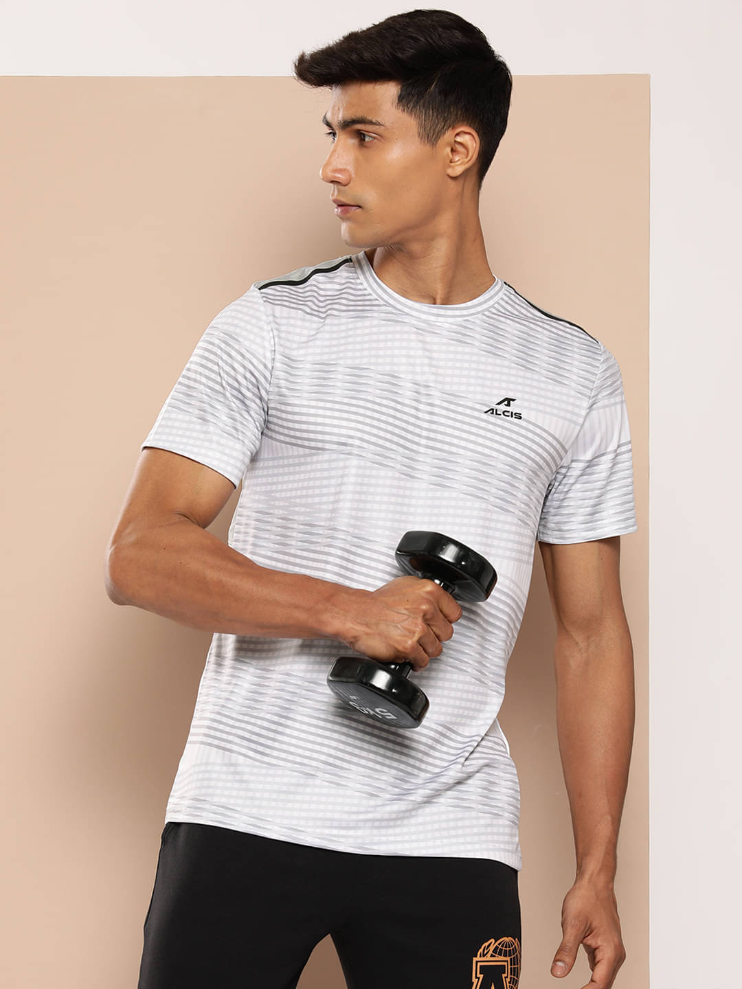 Alcis White Polyester Slim Fit Men's Sports T-Shirt ( Pack of 1 ) Alcis White Polyester Slim Fit Men's Sports T-Shirt ( Pack of 1 )