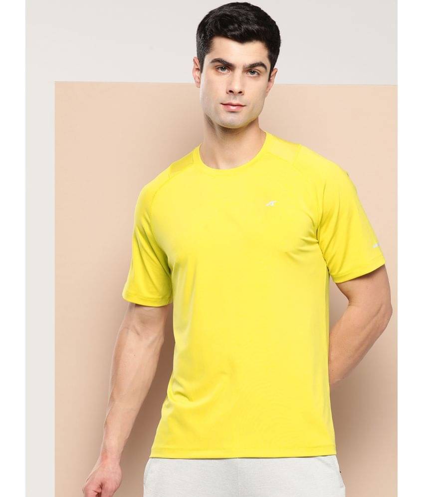 Alcis Yellow Polyester Slim Fit Men's Sports T-Shirt ( Pack of 1 )     			Alcis Yellow Polyester Slim Fit Men's Sports T-Shirt ( Pack of 1 )