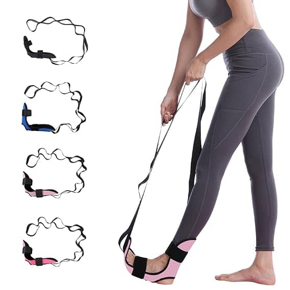 Ankle Stretcher, Foot Stretcher Calf Yoga Ligament Stretching Strap Ankle Leg Support for Plantar Dancers Fasciitis Drop Pain Relief Yoga Belt Equipment Band Stretch Black Pack of 1 - Sports and Fitness Equipment | Buy online on ZillyBuy