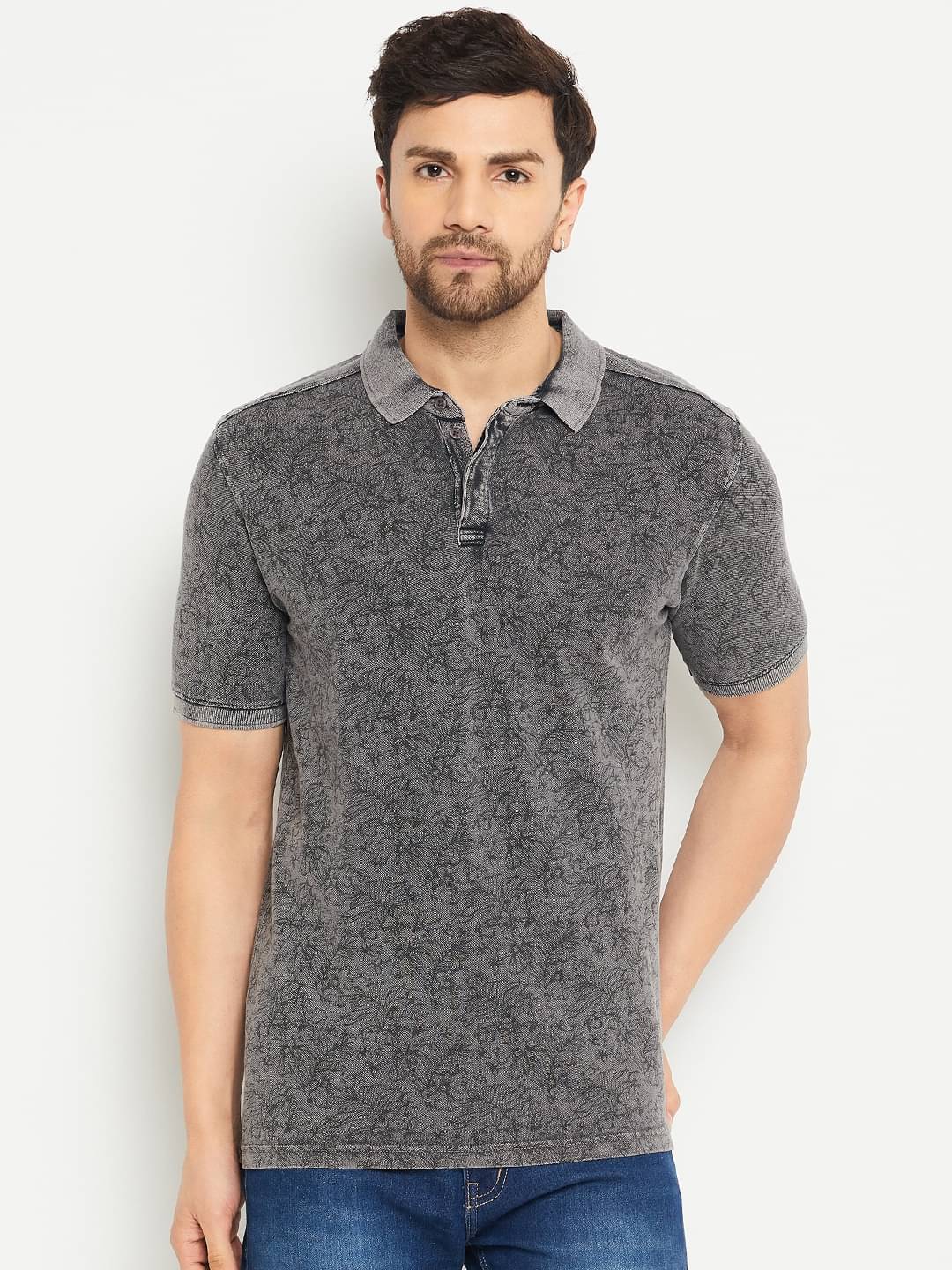     			Club York Pack of 1 Cotton Blend Regular Fit Printed Half Sleeves Men's Polo T Shirt ( Grey )