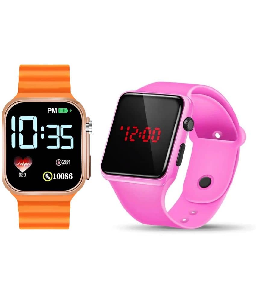DECLASSE Orange Rubber Digital Men's Watch
