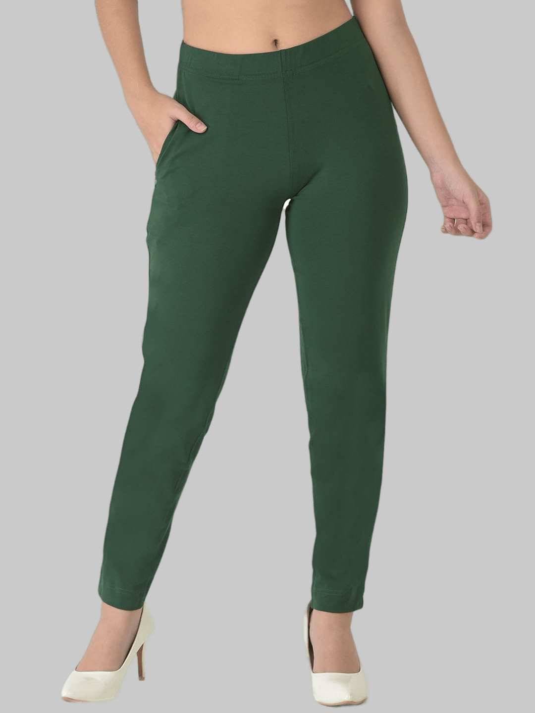     			Dollar Missy Green Cotton Blend Regular Women's Cigarette Pants ( Pack of 1 )