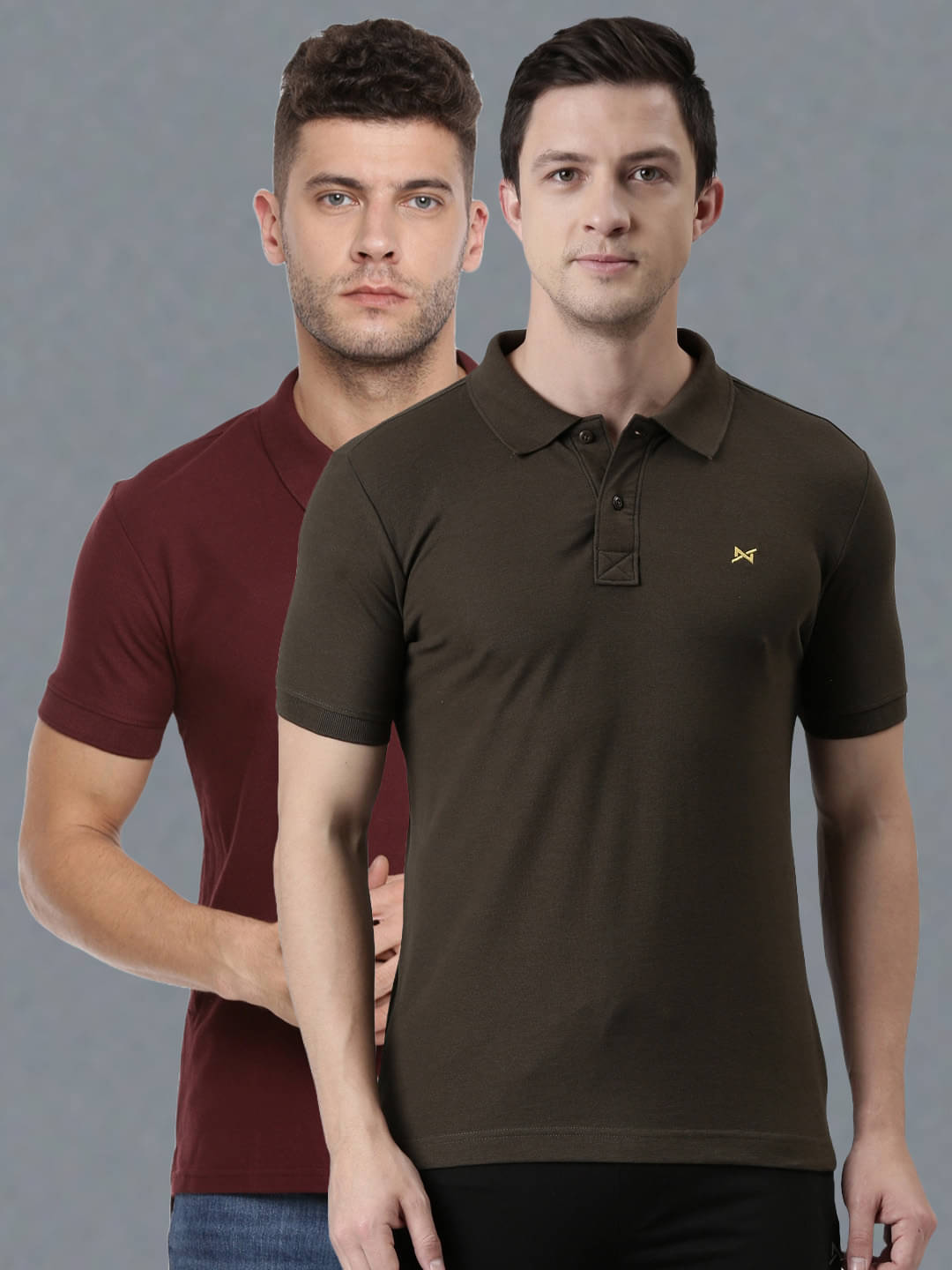     			Force NXT Pack of 2 Cotton Regular Fit Solid Half Sleeves Men's Polo T Shirt ( Multicolor )