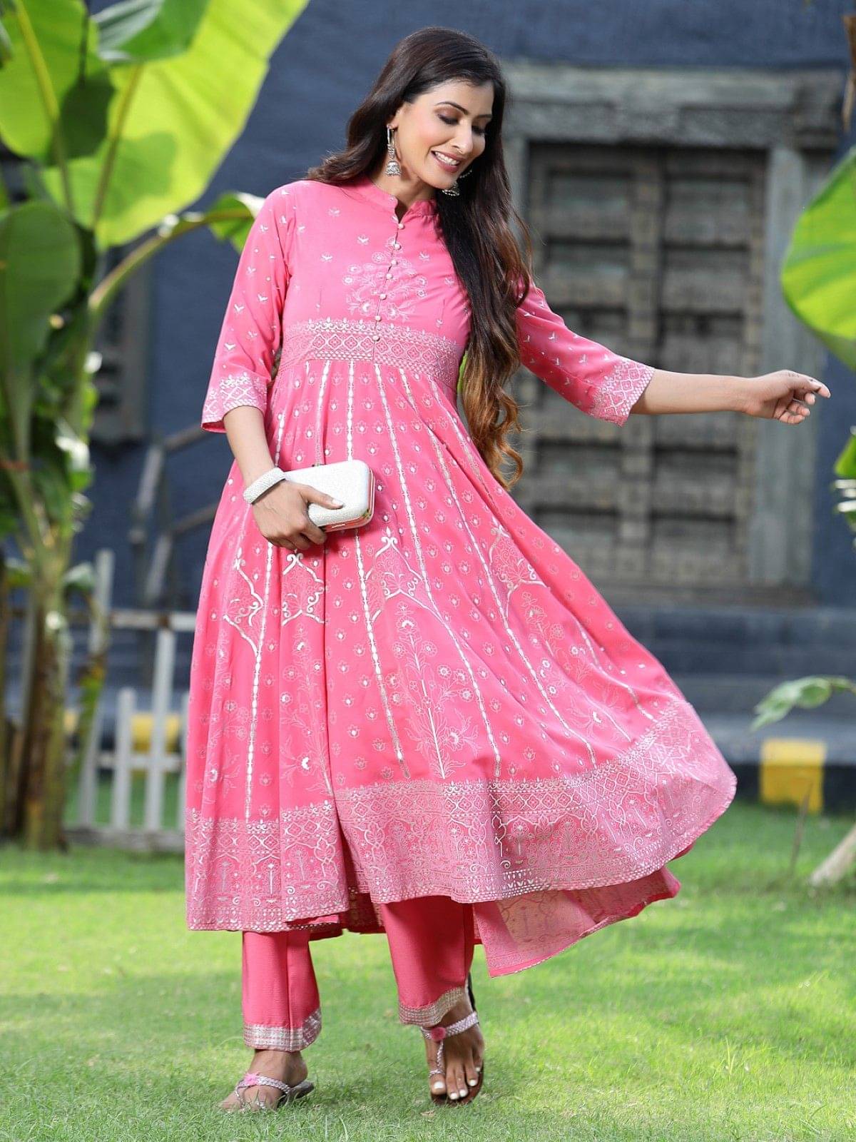 Juniper Polyester Printed Kurti With Palazzo Women's Stitched Salwar Suit - Coral ( Pack of 1 ) Juniper Polyester Printed Kurti With Palazzo Women's Stitched Salwar Suit - Coral ( Pack of 1 )