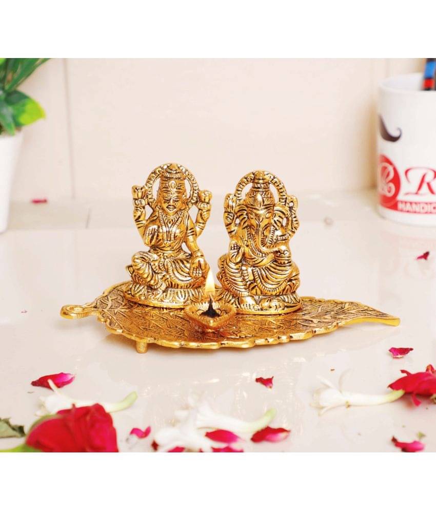     			KridayKraft Aluminium Laxmi Ganesh Idol ( 10 cm )