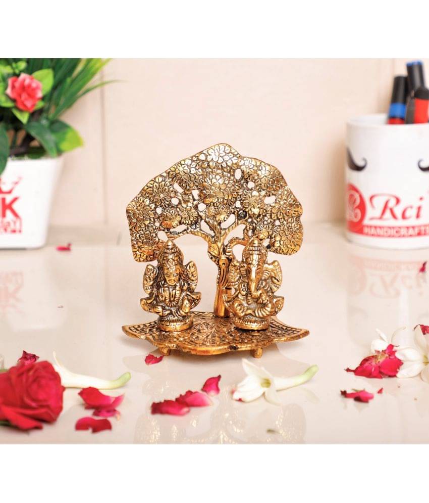     			KridayKraft Aluminium Laxmi Ganesh Idol ( 12 cm )