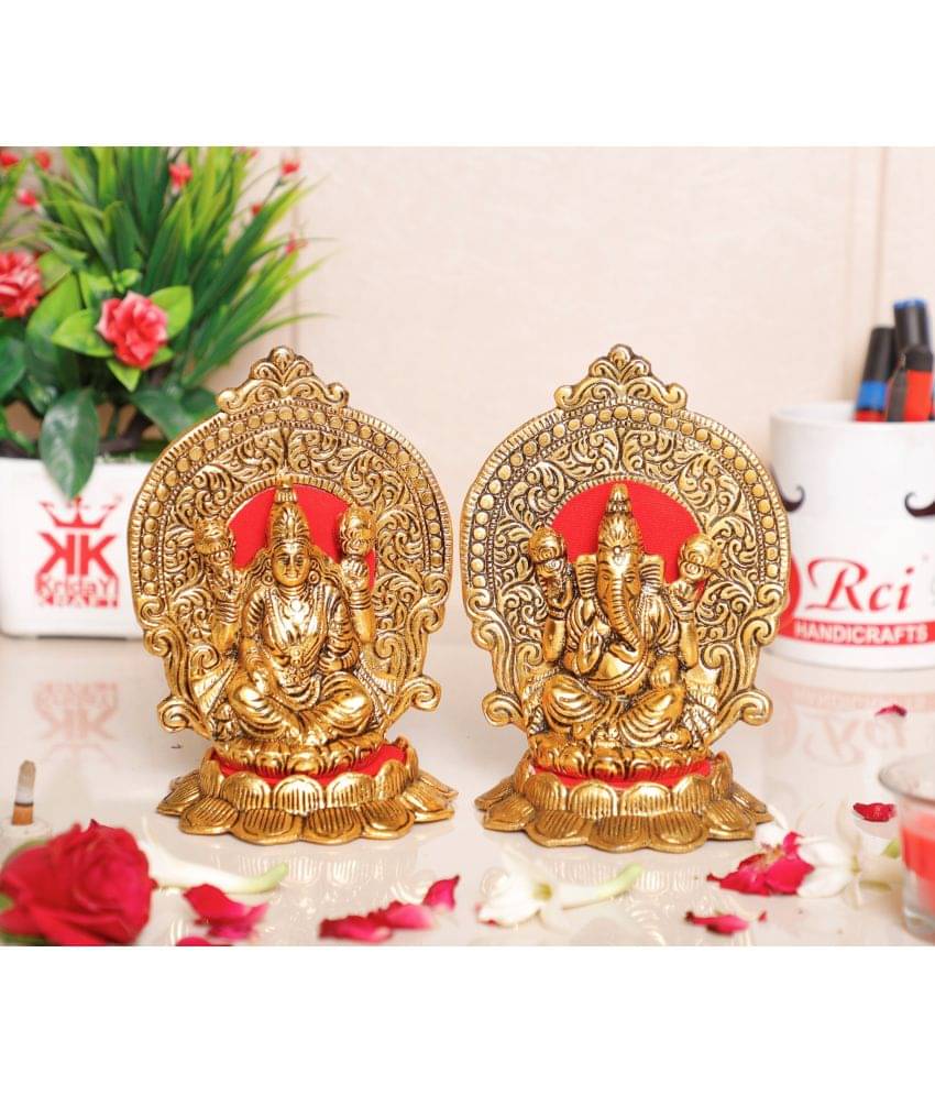     			KridayKraft Aluminium Laxmi Ganesh Idol ( 15 cm )