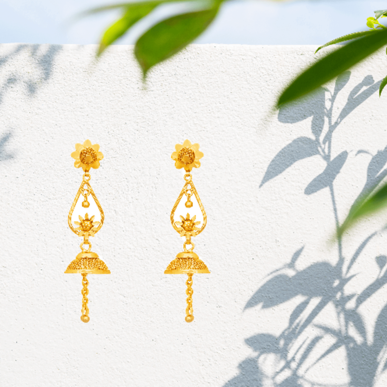 LUV FASHION Golden Stud Earrings ( Pack of 1 ) - Earrings | Buy online on ZillyBuy