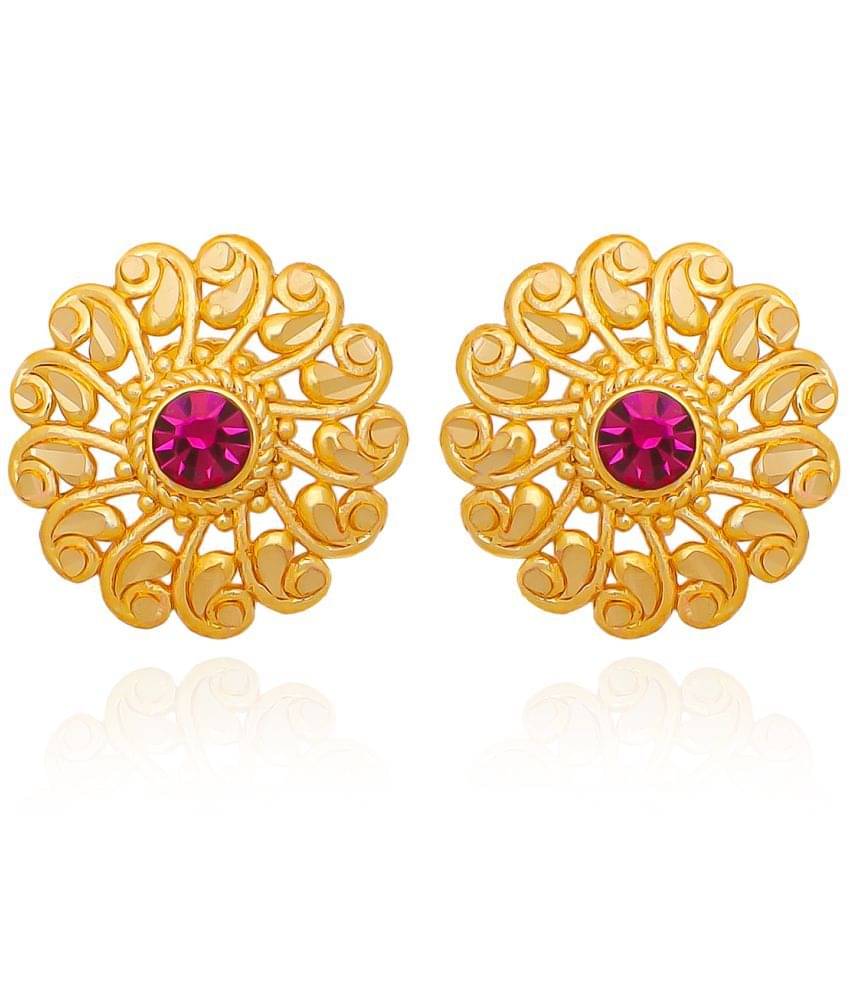     			LUV FASHION Golden Stud Earrings ( Pack of 1 )