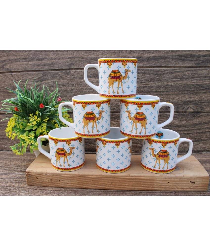     			Laghima jadon Camil Round Shape Printed Ceramic Tea Cup 200 ml ( Pack of 6 )