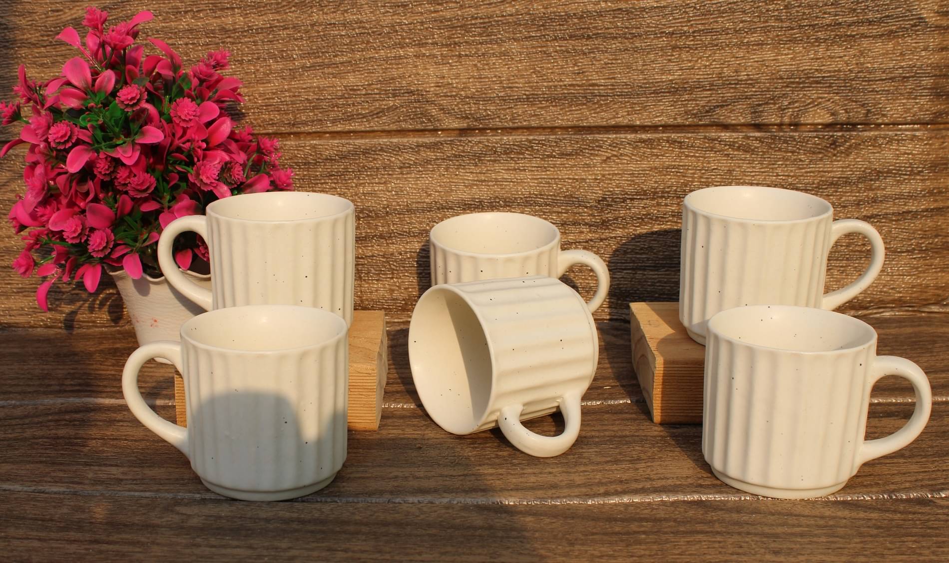     			Laghima jadon White Marble Round Solid Ceramic Tea Cup 150 ml ( Pack of 6 )