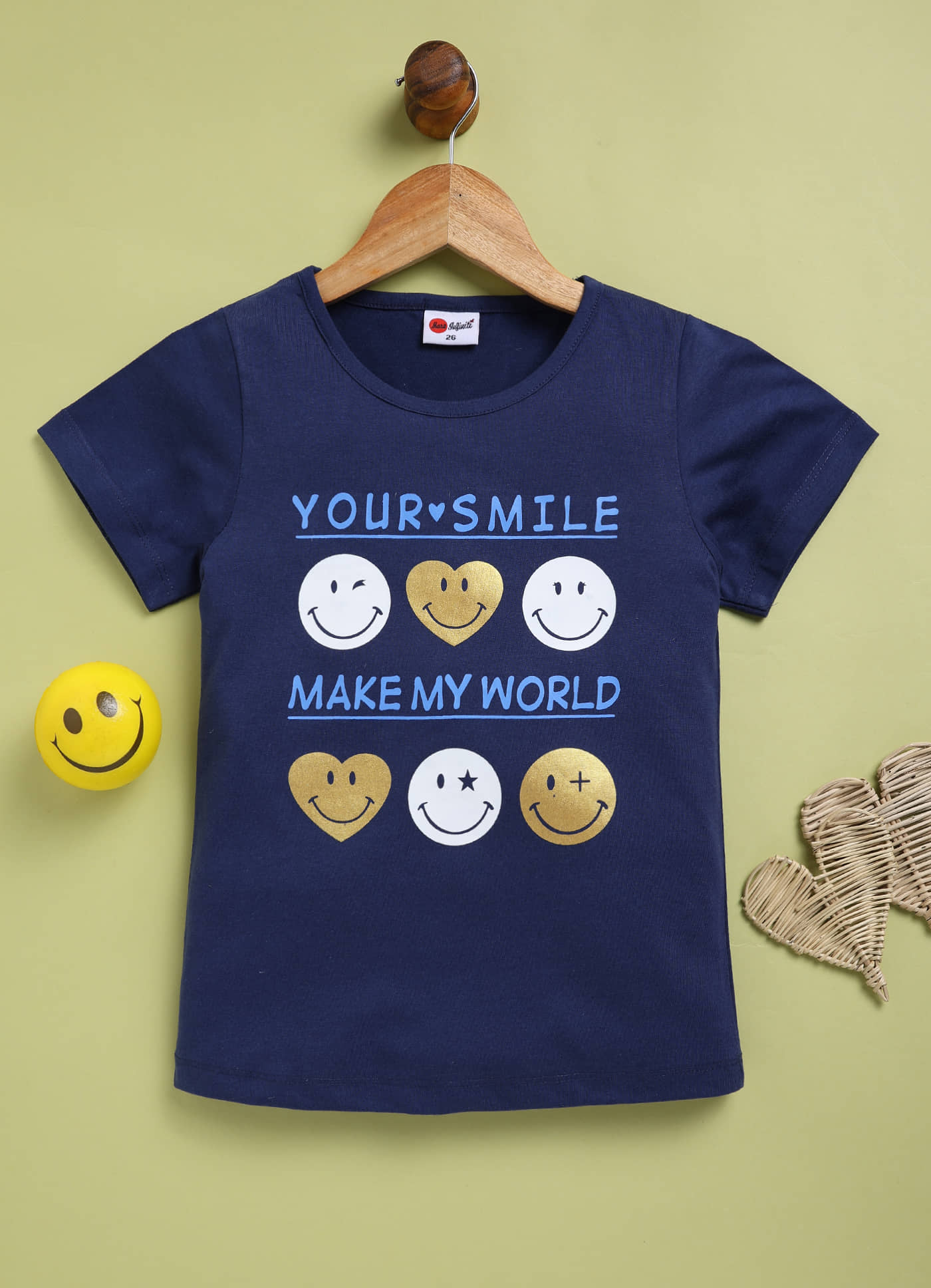Mars Infiniti Pack of 1 Girls Cotton T-Shirt ( Navy Blue )