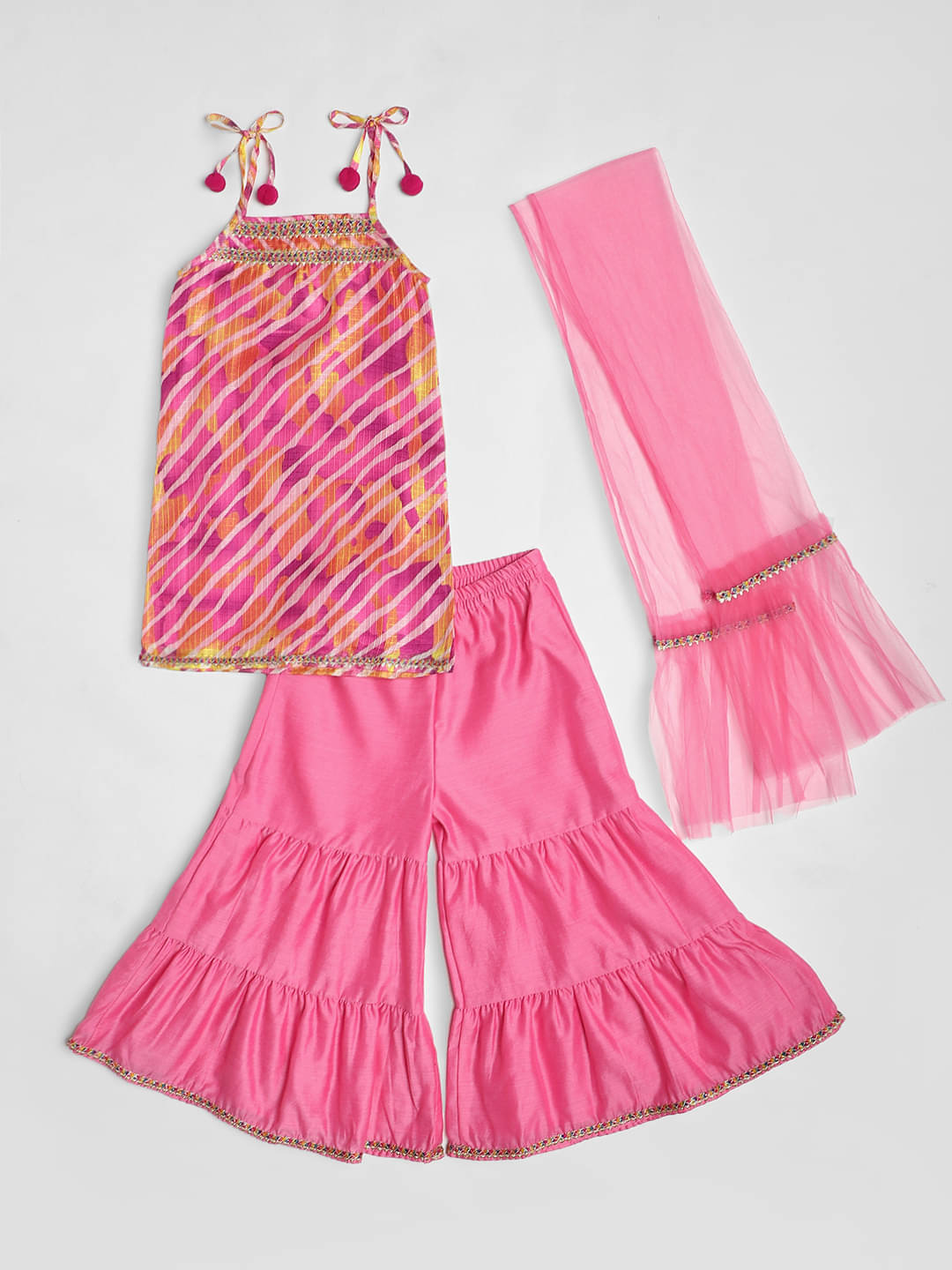     			Nauti Nati Girls Polyester Kurta and Sharara Set ( Pack of 1 , Pink )
