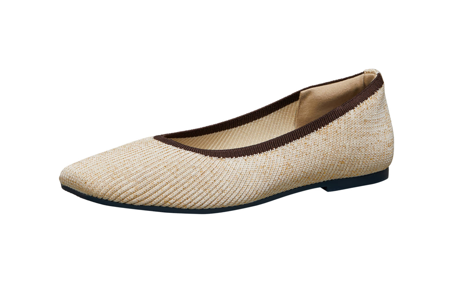 Neemans Metallic Square Flats Beige Women's Casual Ballerinas - Casual Shoes | Buy online on ZillyBuy