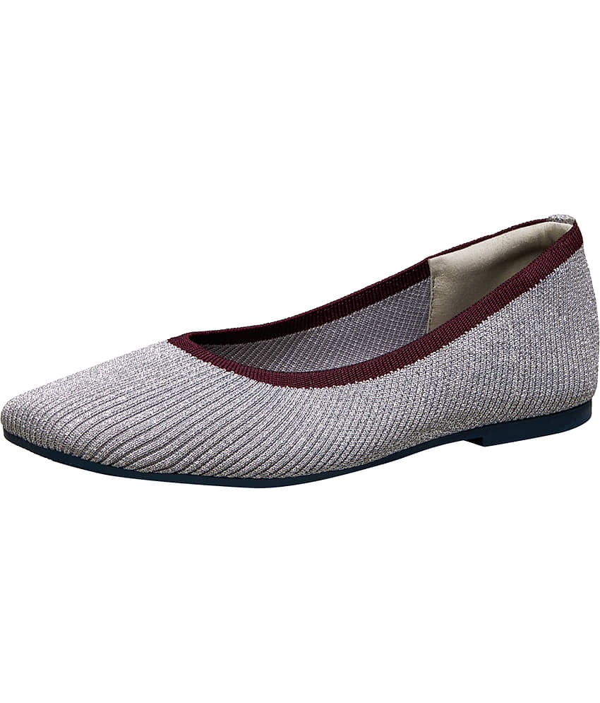 Neemans Metallic Square Flats Silver Women's Casual Ballerinas - Casual Shoes | Buy online on ZillyBuy
