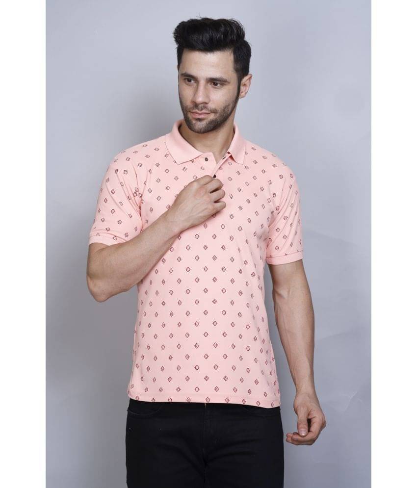     			PASURE Pack of 1 Cotton Regular Fit Printed Half Sleeves Men's Polo T Shirt ( Pink )