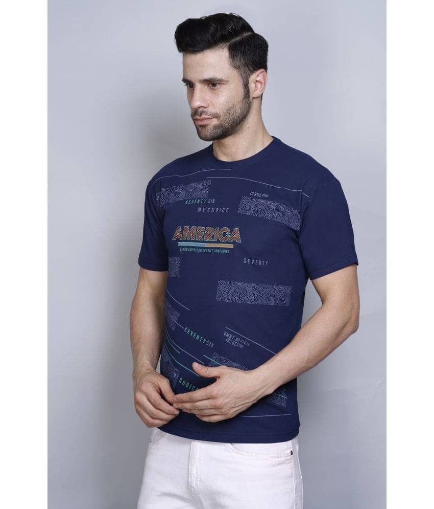 PASURE Pack of 1 Cotton Regular Fit Men's T-Shirt ( Blue ) PASURE Pack of 1 Cotton Regular Fit Men's T-Shirt ( Blue )