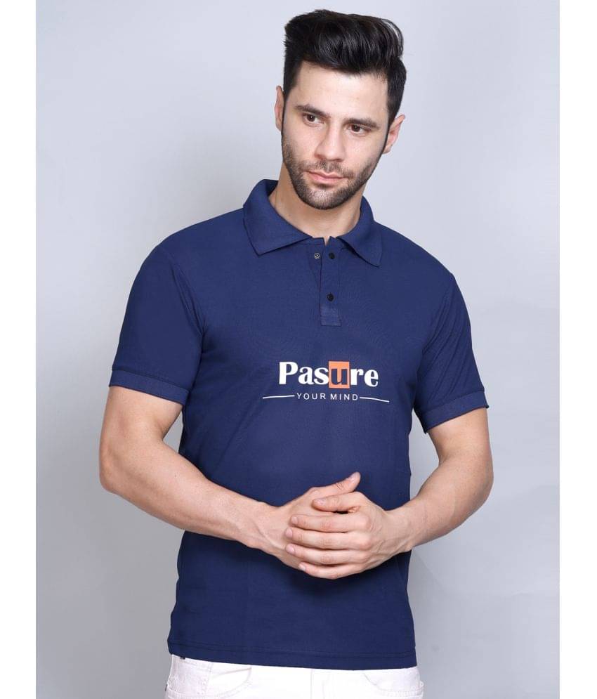     			PASURE Pack of 1 Cotton Regular Fit Printed Half Sleeves Men's Polo T Shirt ( Navy Blue )