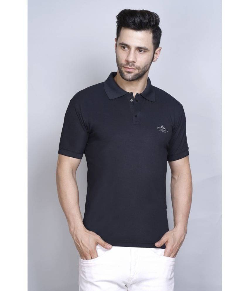     			PASURE Pack of 1 Cotton Regular Fit Solid Half Sleeves Men's Polo T Shirt ( Black )