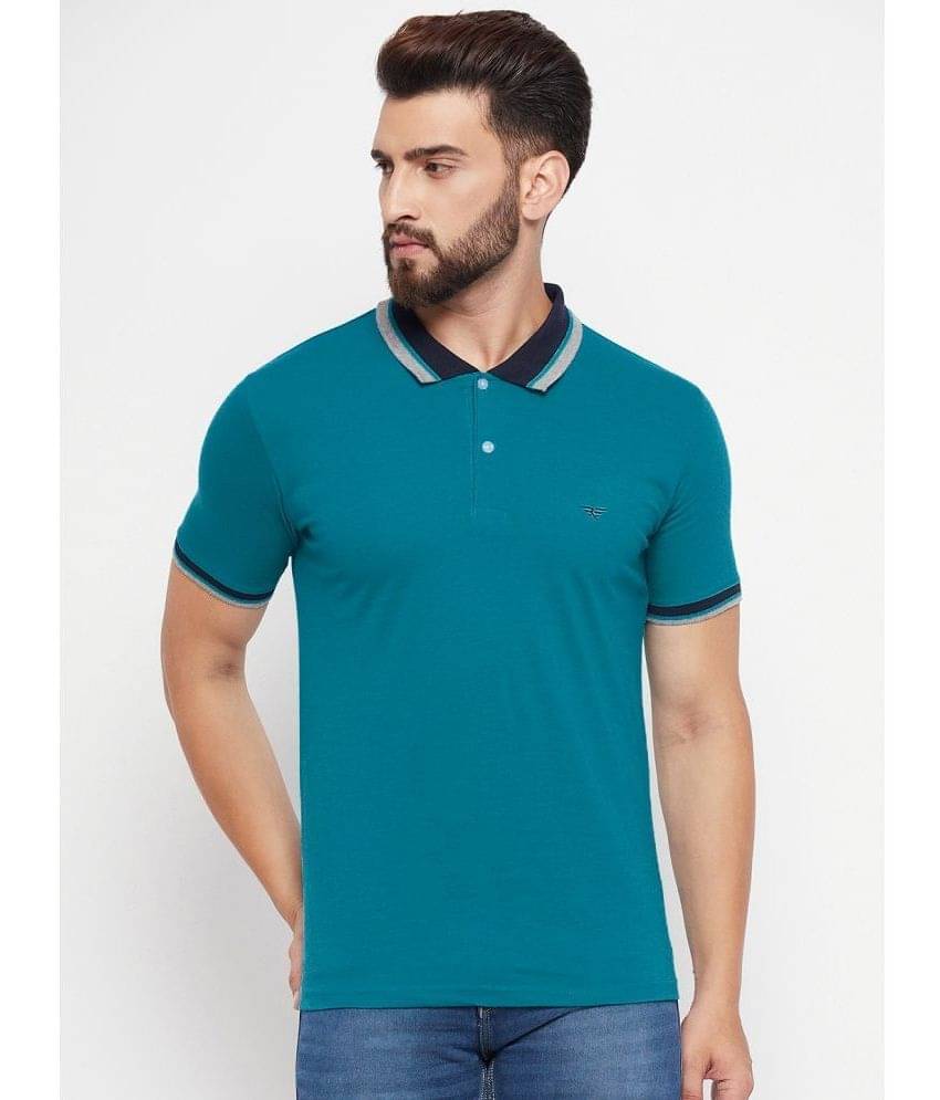     			Riss Pack of 1 Cotton Blend Regular Fit Solid Half Sleeves Men's Polo T Shirt ( Turquoise )