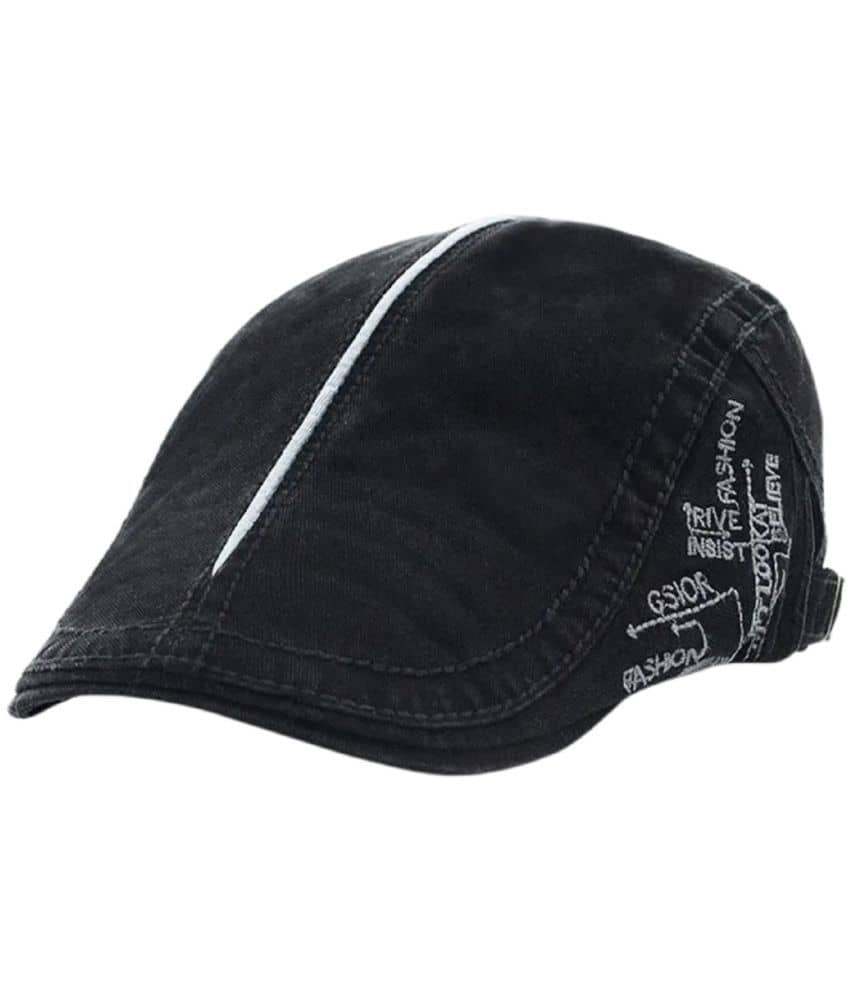 Zacharias Black Cotton Men's Cap ( Pack of 1 )
