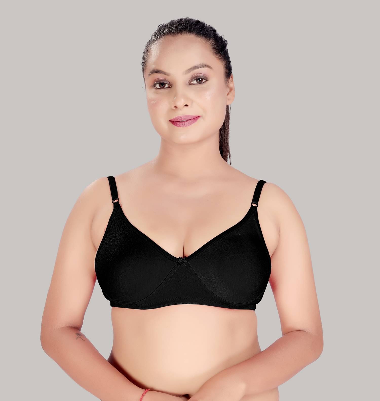     			haya fashion Cotton Women's Push Up Bra ( Black ) Cotton Pushup Seamless non Padded Bra