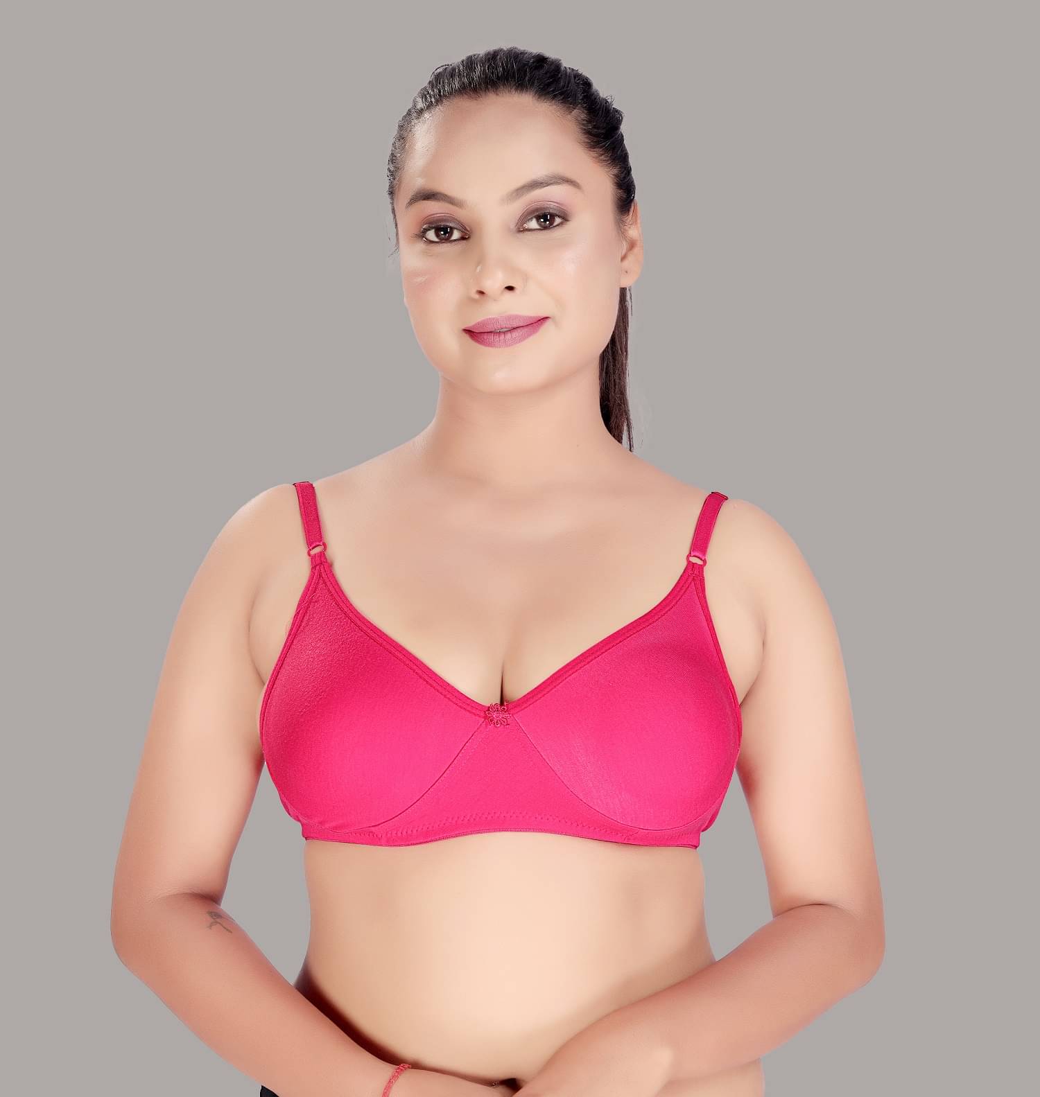     			haya fashion Cotton Women's Push Up Bra ( Pink ) Cotton Pushup Seamless non Padded Bra