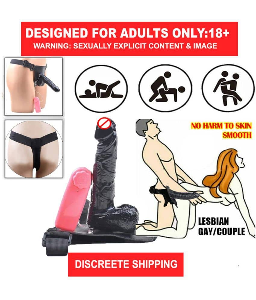 7 INCH VIBRATING BIG HOLLOW BLACK STRAP ON DILDO WITH BELT FOR MEN AND WOMEN BY KAMAHOUSE(LOW PRICE)