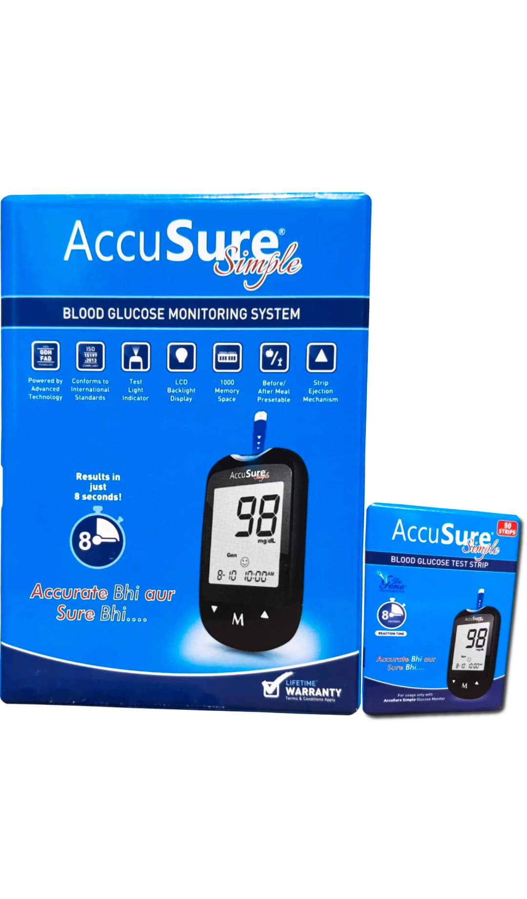 ACCUSURE Glucometer Kit with 50 strips Glucometer