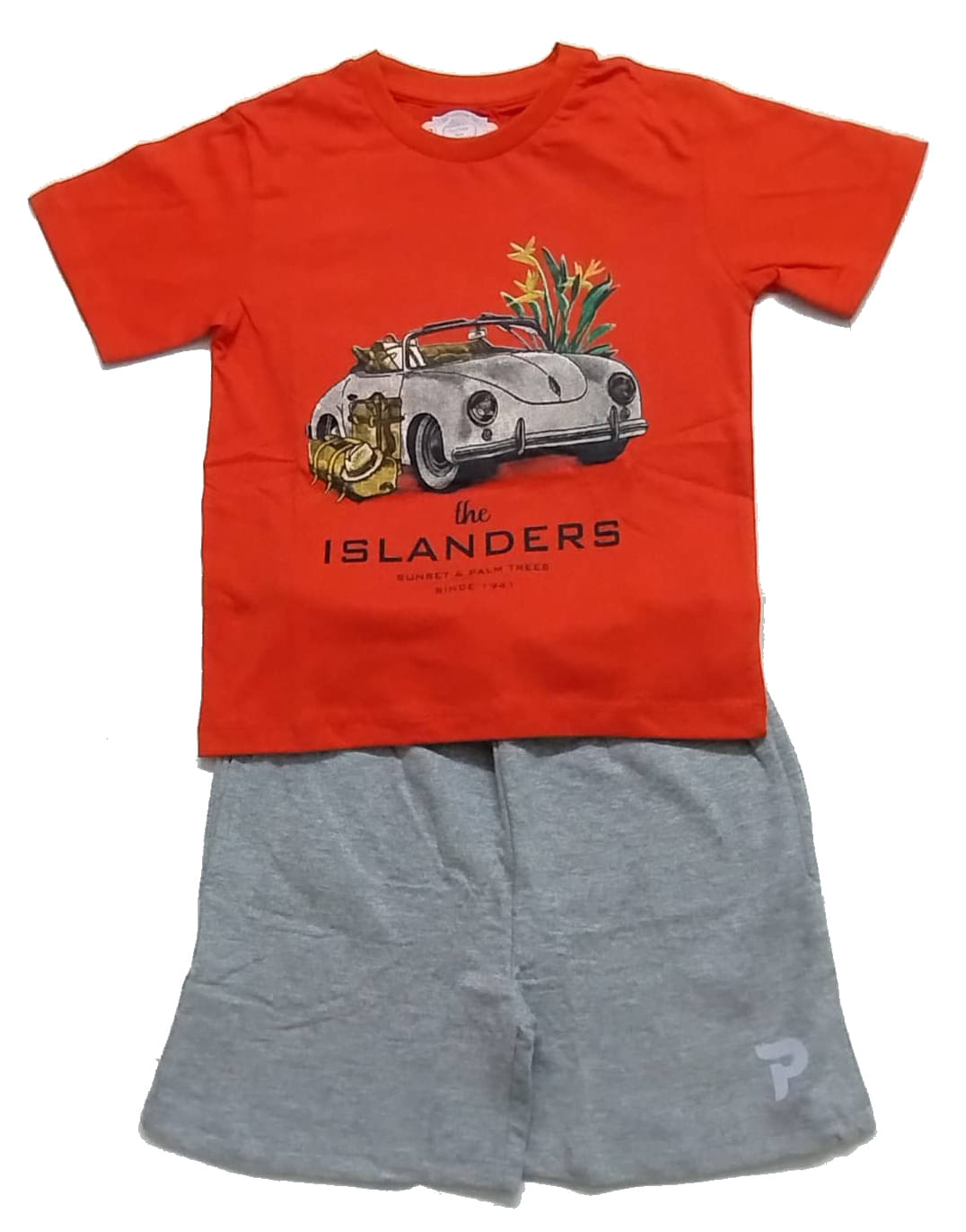Cherry Tree Pack of 1 Boys Cotton Blend T-Shirt & Shorts Set ( Orange )     			Cherry Tree Pack of 1 Boys Cotton Blend T-Shirt & Shorts Set ( Orange )