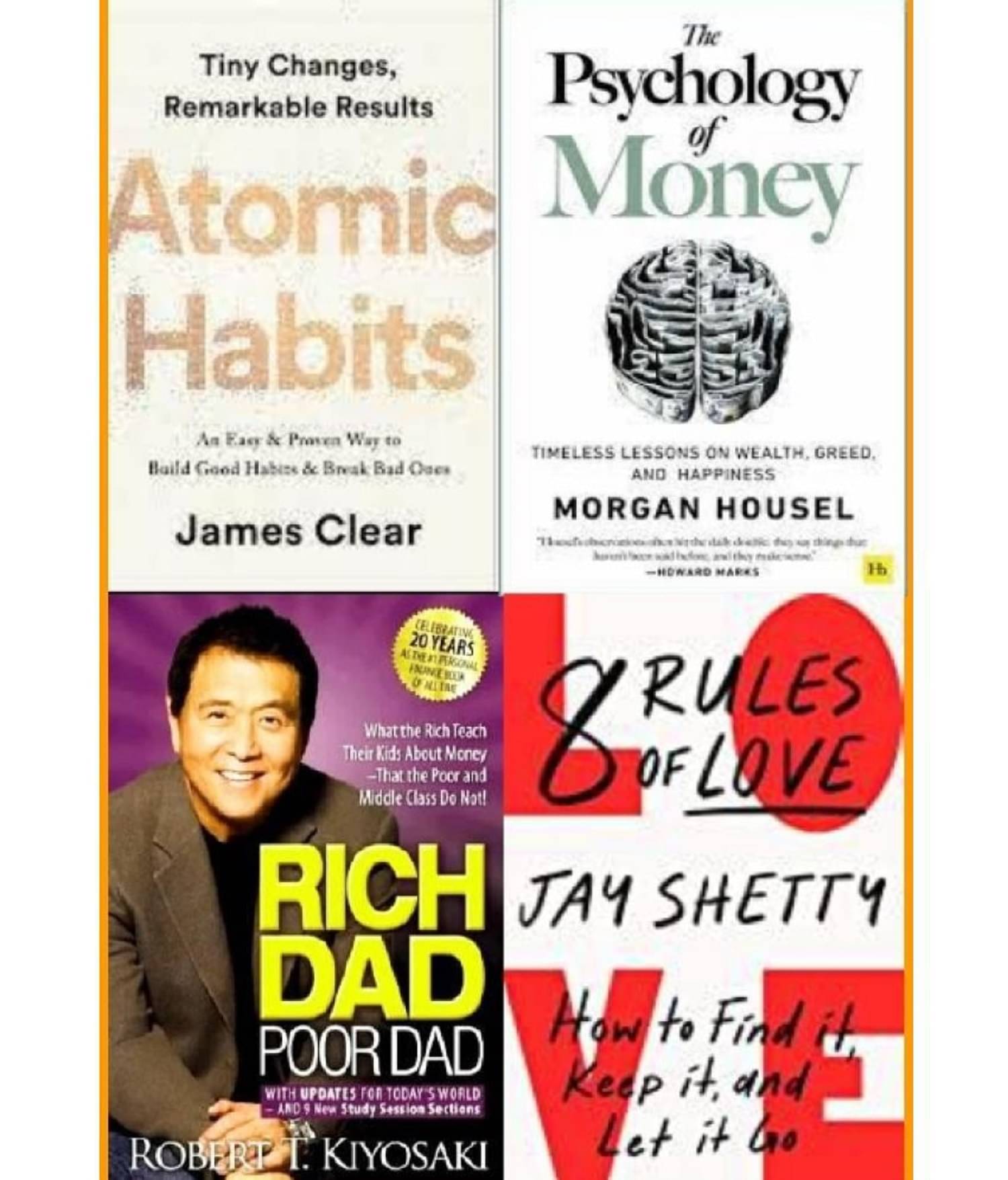 ( Combo of 4 books ) Atomic Habits + The Psychology of Money + Rich Dad Poor Dad + 8 Rules of Love - paperback ( Combo of 4 books ) Atomic Habits + The Psychology of Money + Rich Dad Poor Dad + 8 Rules of Love - paperback