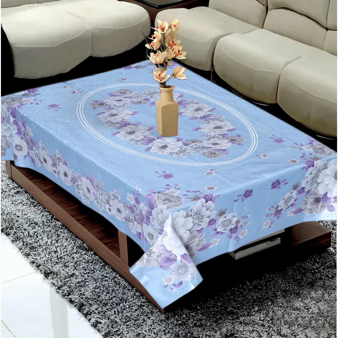     			Crosmo Printed PVC 4 Seater Rectangle Table Cover ( 154 x 102 ) cm Pack of 1 Blue