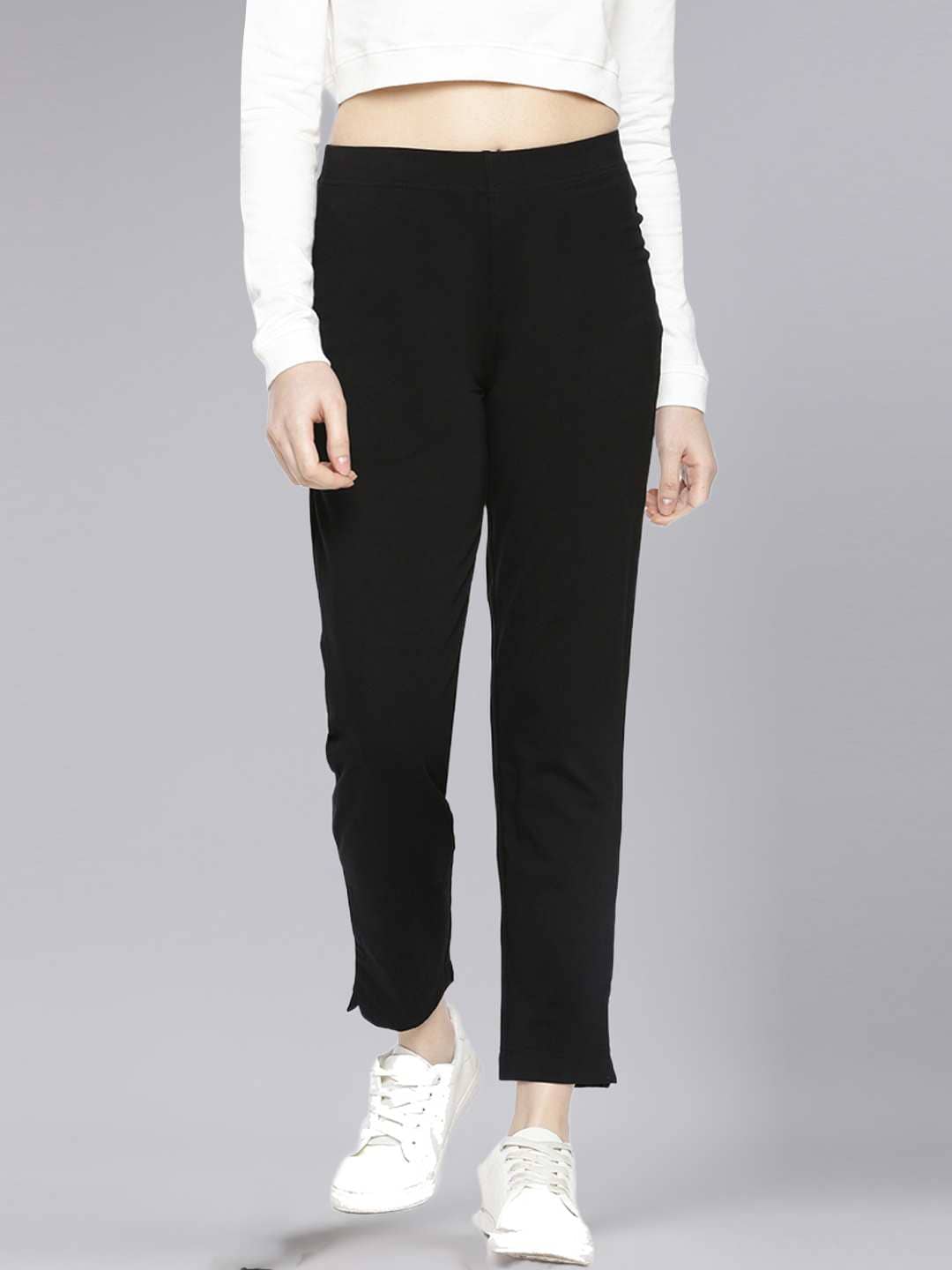 Dollar Missy - Black Cotton Straight Women's Cigarette Pants ( Pack of 1 ) - Trousers | Buy online on ZillyBuy