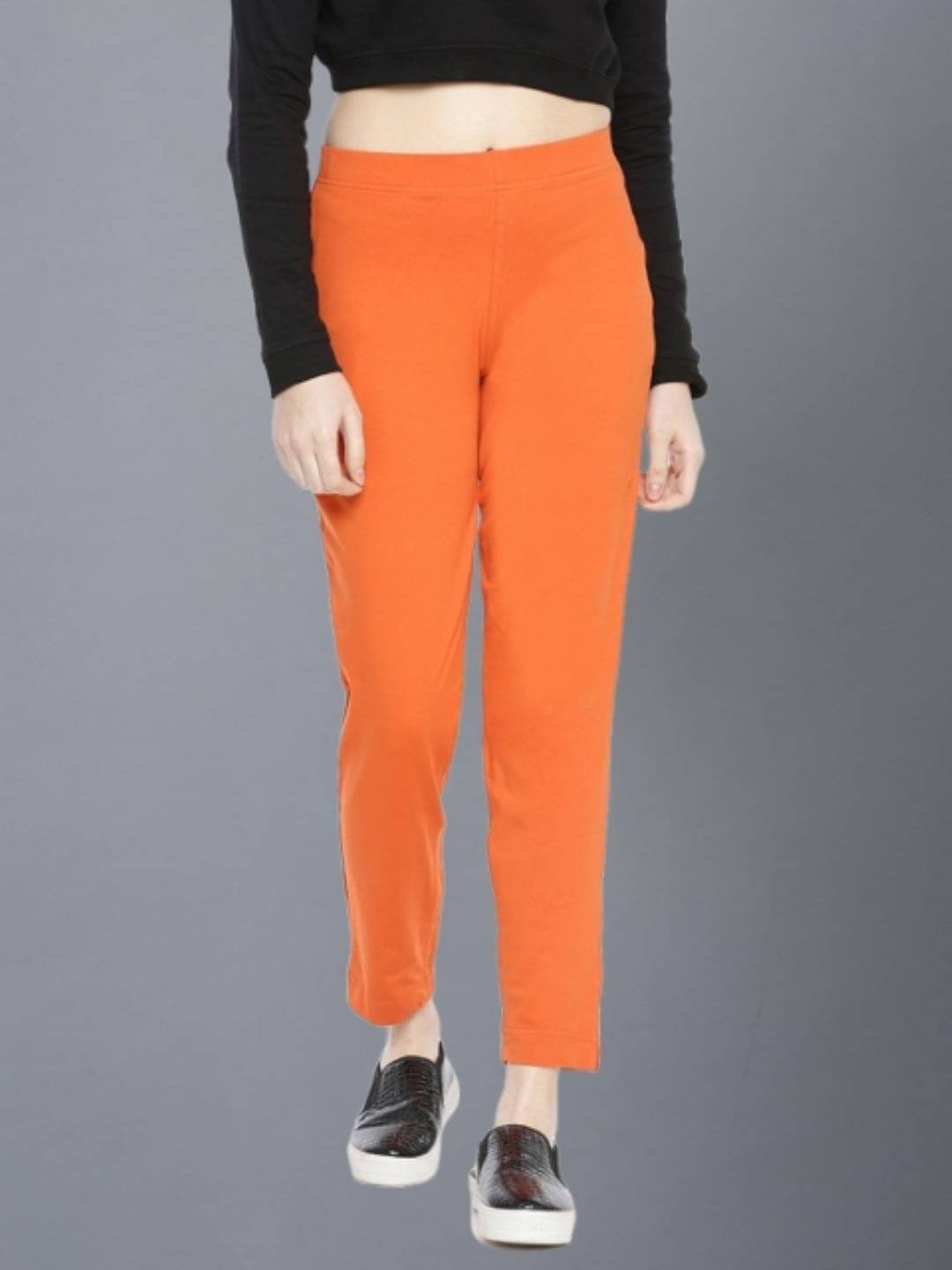     			Dollar Missy Orange Cotton Blend Regular Women's Cigarette Pants ( Pack of 1 )