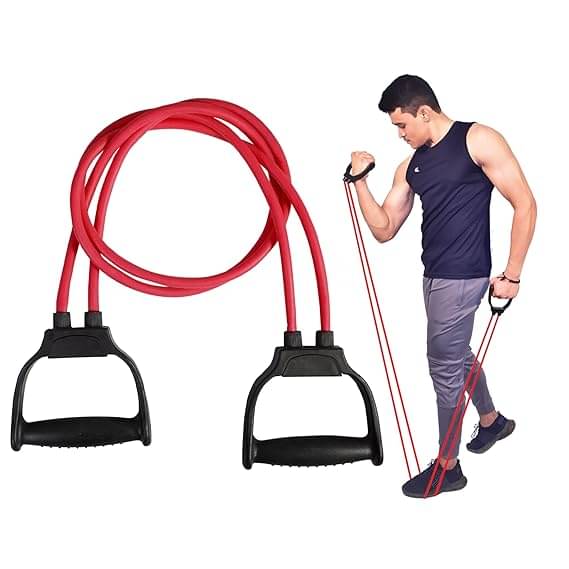 Double Toning Resistance Tube Heavy Quality Exercise Band for Stretching, Full Body Workout, Home Gym Men and Women, Pack of 1, Red Double Toning Resistance Tube Heavy Quality Exercise Band for Stretching, Full Body Workout, Home Gym Men and Women, Pack of 1, Red
