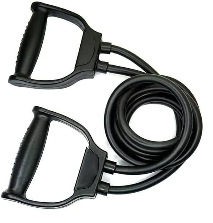     			Double Toning Resistance Tube Heavy Quality Exercise Band for Stretching, Full Body Workout, Home Gym and Toning with Bag for Men and Women, Pack of 1