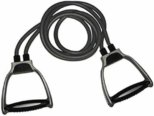     			Double Toning Resistance Tube Pull Rope Elastic Rubber Exercise Band for Stretching, Workout, Home Gym and Toning with Heavy Quality D Shaped Handles for ‎Unisex-Adult (Black), Pack of 1