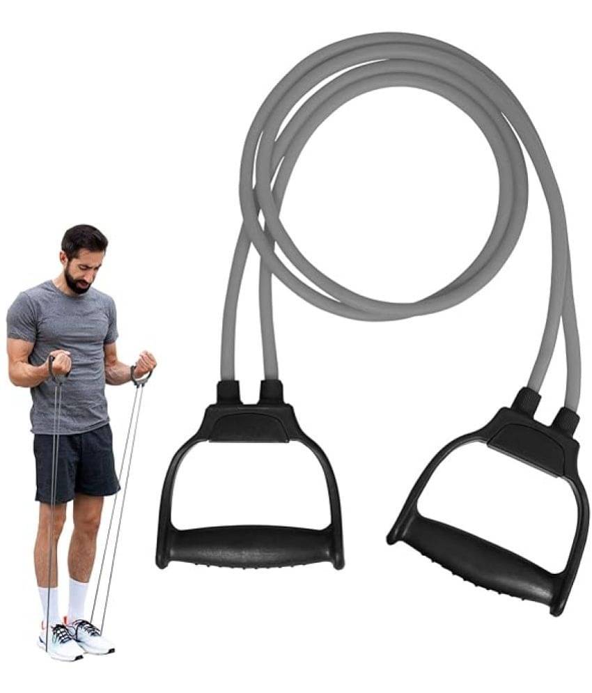 Double Toning Resistance Tube Pull Rope Elastic Rubber Exercise Band for Stretching, Workout, Home Gym and Toning with Heavy Quality D Shaped Handles, Pack of 1 Double Toning Resistance Tube Pull Rope Elastic Rubber Exercise Band for Stretching, Workout, Home Gym and Toning with Heavy Quality D Shaped Handles, Pack of 1