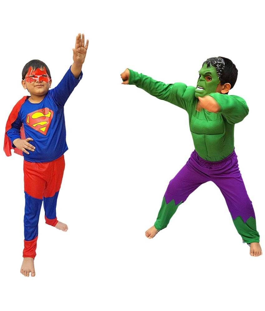 Hulk & Super Hero Dress For Boys, Superhero Costume Combo, 5-6 Yrs (Pack of 2) Hulk & Super Hero Dress For Boys, Superhero Costume Combo, 5-6 Yrs (Pack of 2)
