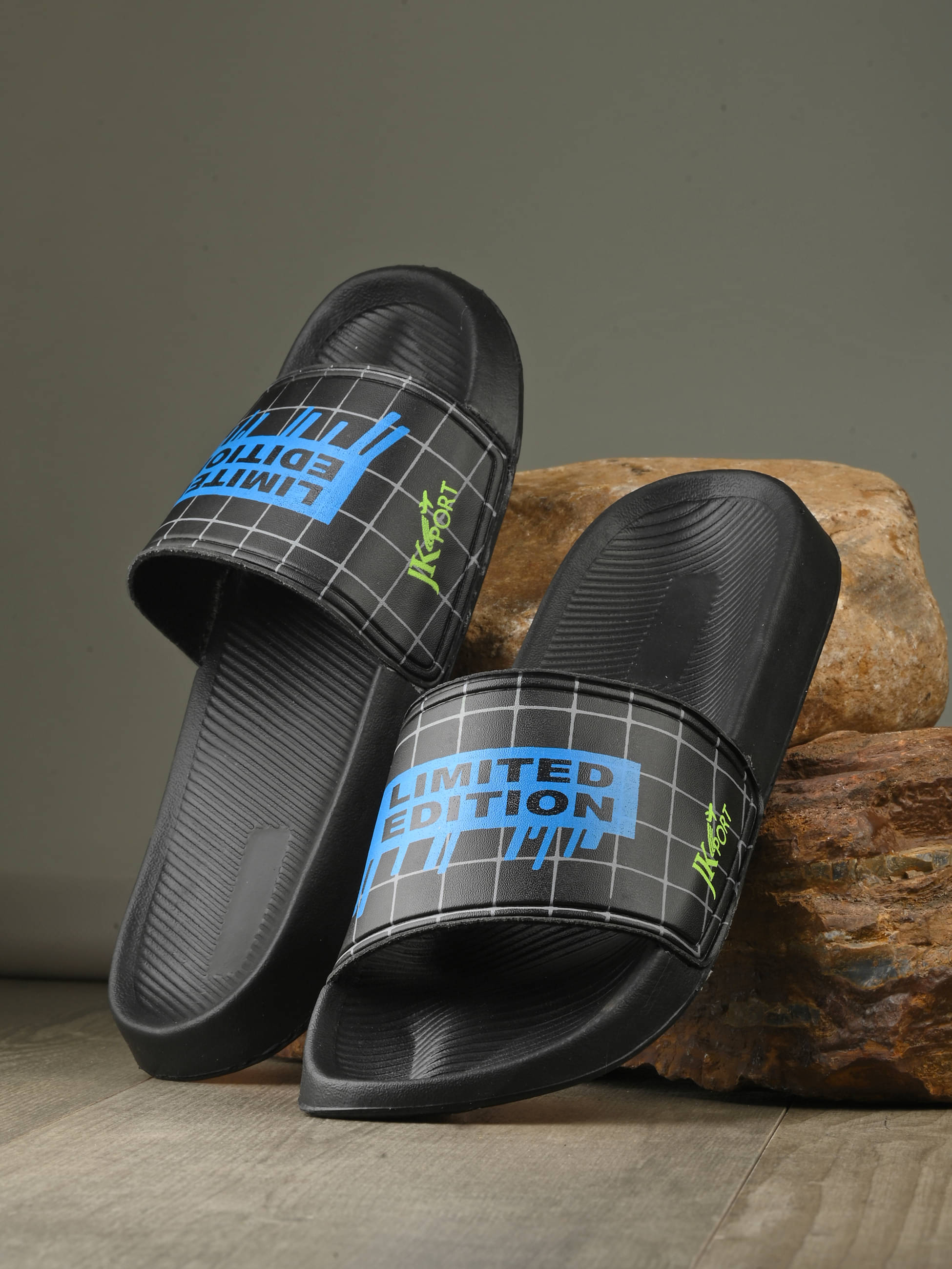     			JK Port Black Men's Slide Flip Flop