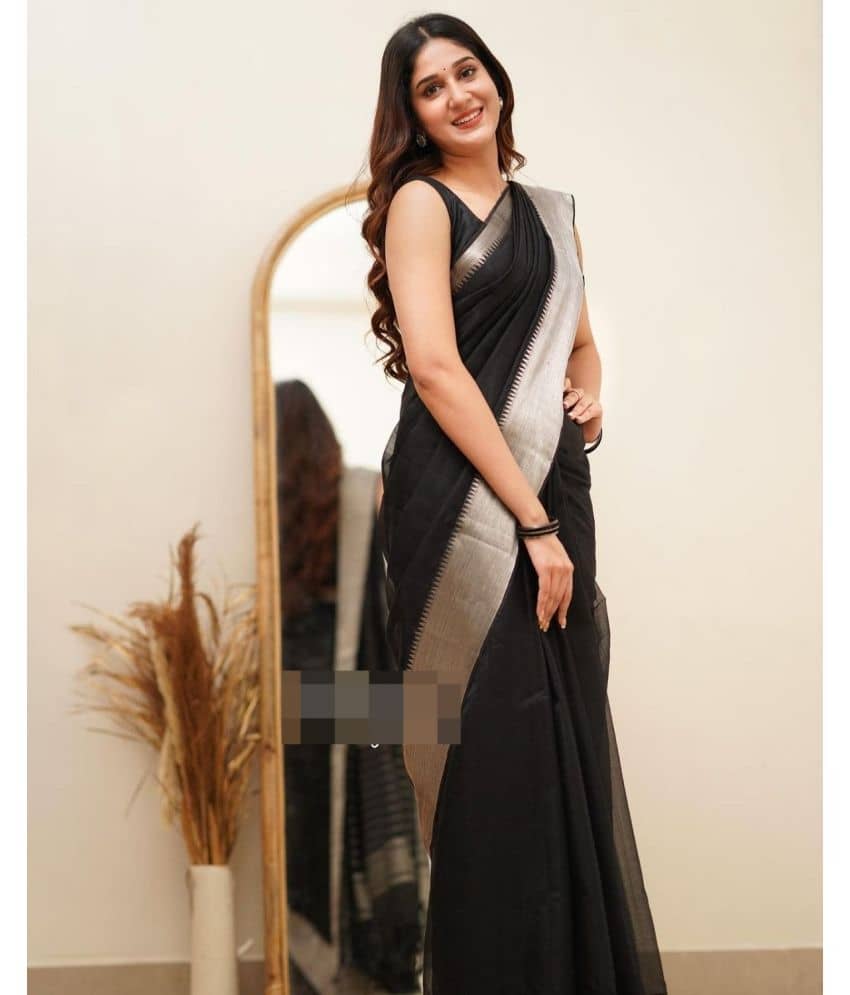 JULEE Banarasi Silk Embellished Saree With Unstitched Blouse Piece ( Black ) - Sarees | Buy online on ZillyBuy
