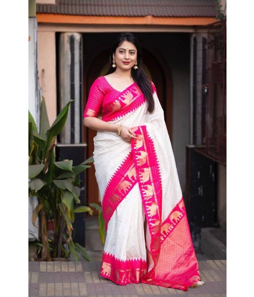 JULEE Banarasi Silk Embellished Saree With Unstitched Blouse Piece ( Pink ) JULEE Banarasi Silk Embellished Saree With Unstitched Blouse Piece ( Pink )