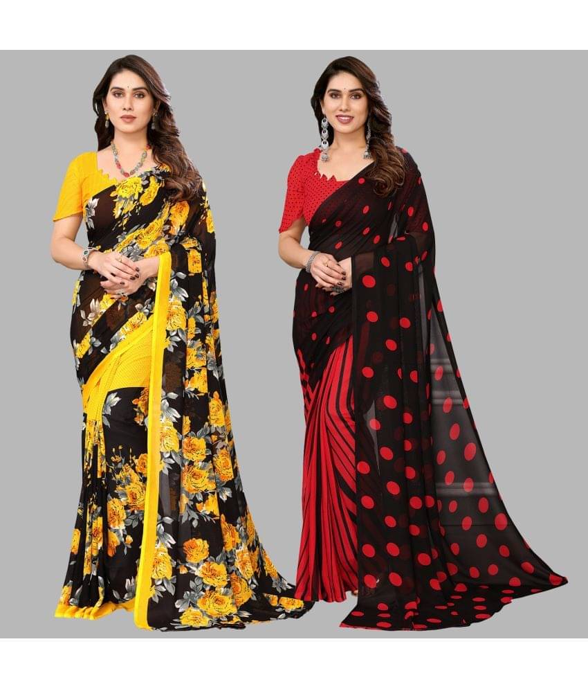 Kashvi Sarees Georgette Printed Saree With Unstitched Blouse Piece ( Multicolor ) Kashvi Sarees Georgette Printed Saree With Unstitched Blouse Piece ( Multicolor )